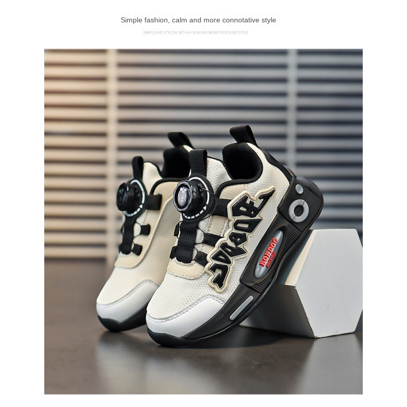 BOBDOG chaussures pour enfants chaussures de course printemps nouvelle maille respirant boutons rotatifs garçons chaussures de sport chaussures décontractées pour enfants._voghion.com
