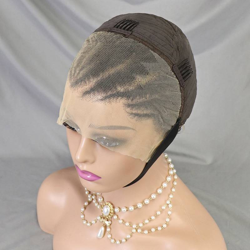 Kadınlar için 13x4 Kısa Afro Kıvırcık İnsan Saç Dantel Peruk Dostu_voghion.com