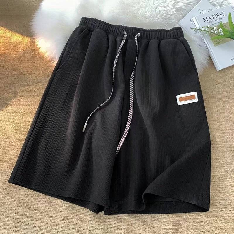 Pantalones de pijama para hombre, pantalones cortos de seda helada, de verano, de marca, de color liso, combinables, deportivos, hasta la rodilla, holgados e informales._voghion.com