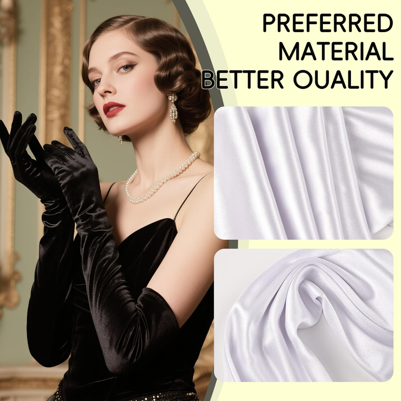 Women's Long Gloves With Satin Elbow Length, Suitable For Opera And Tea Party Costumes, Bridal Evening Gowns_voghion.com