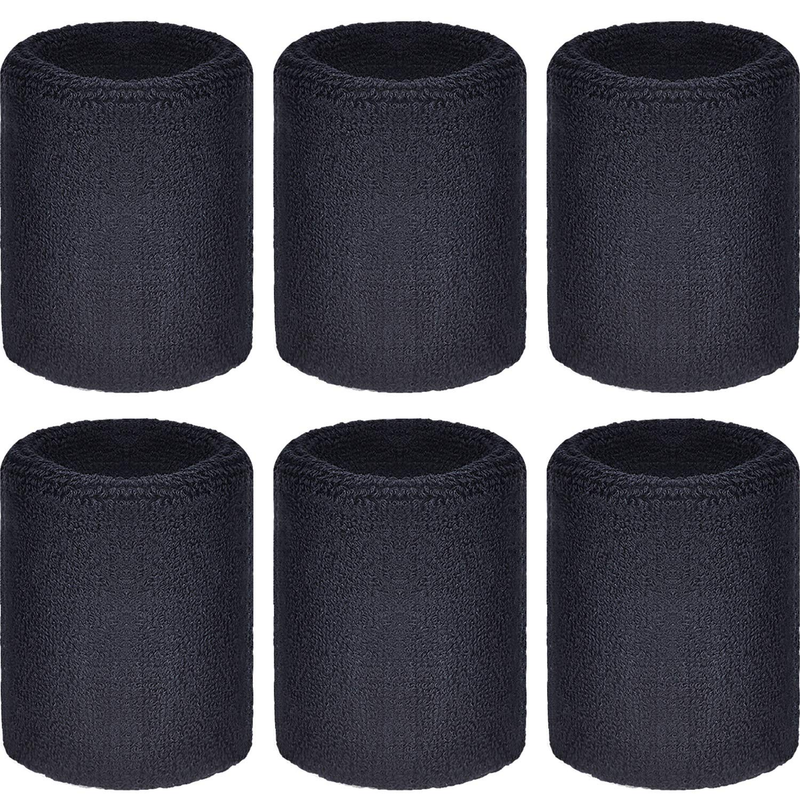 6 Handgelenk-Schweißbänder, Sport-Armbänder, saugfähige Schweißbänder für Wettkämpfe, geeignet für Basketball, Tennis, Fußball und Laufen_voghion.com