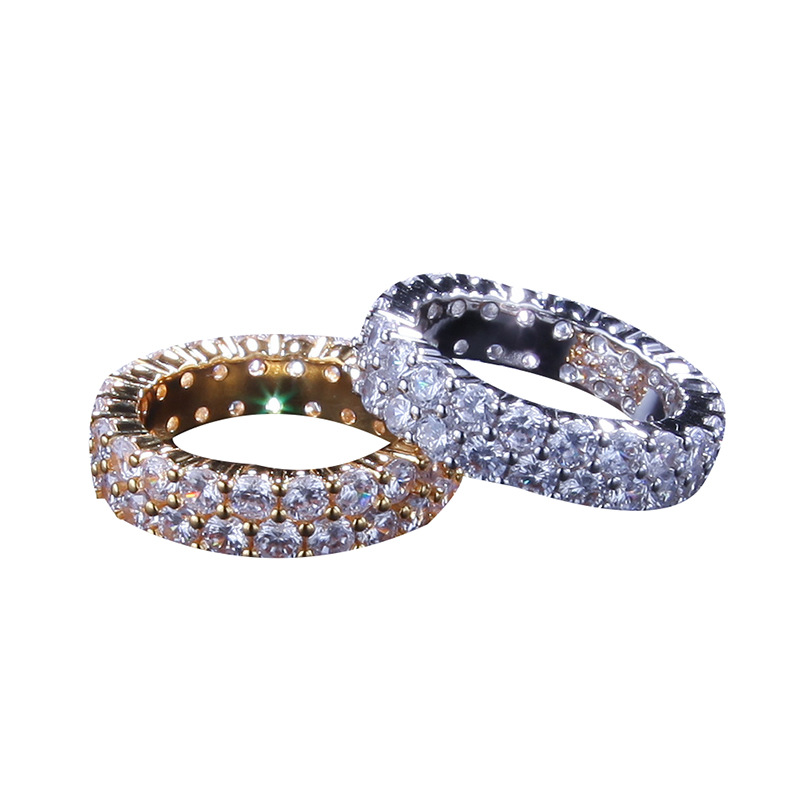 Bagues tendance en zircon à double rangée pour couples, bijoux pour hommes et femmes, design géométrique, accessoires de mariage, de discothèque, en or et en argent_voghion.com