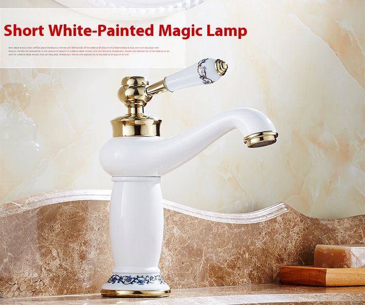 European Platinum Hot And Cold Water Faucet Full Copper Bathroom Heightened Blue And White Porcelain Lamp Table Under The Basin Faucet Toilet_voghion.com