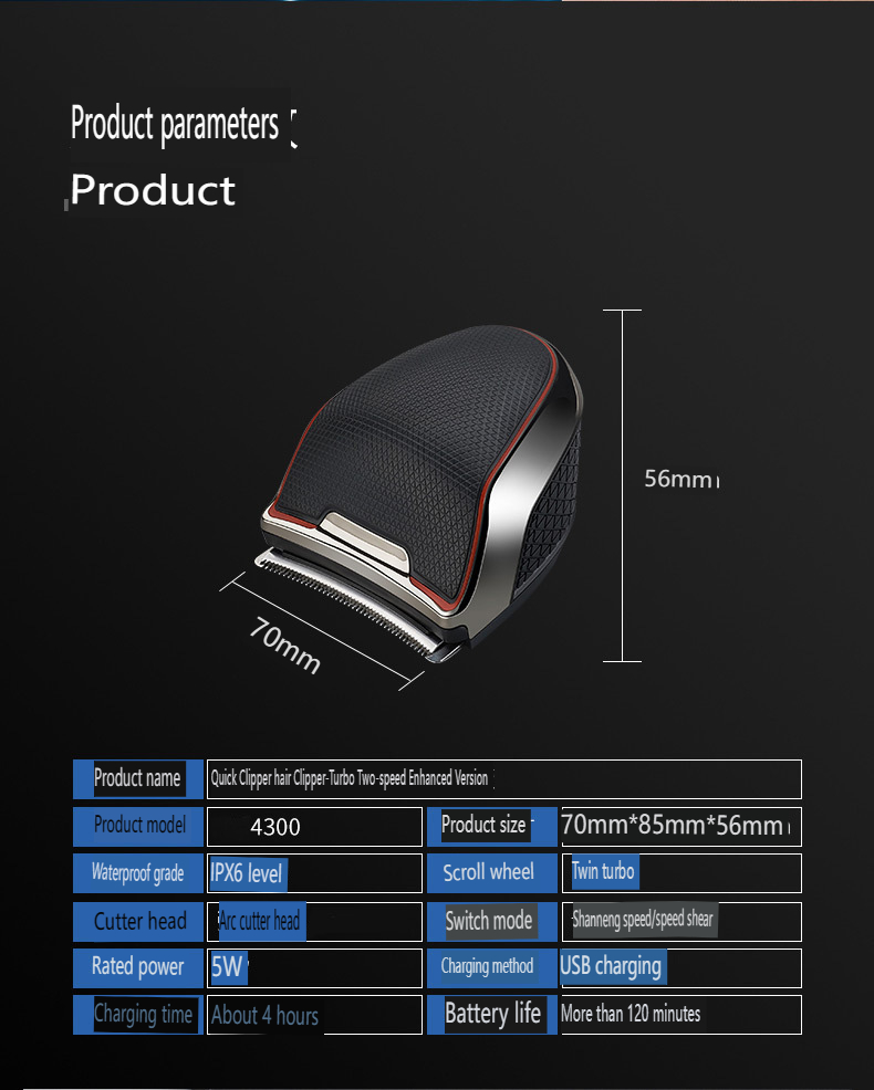 Universal Waterproof Hair Clipper Electric Clipper Push White Push Light Trim Electric Clipper Hair Clipper_voghion.com