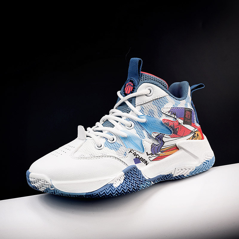Scarpe da basket con superficie in mesh traspirante. Scarpe da ginnastica professionali per bambini con suono di attrito. Scarpe da corsa e sportive._voghion.com
