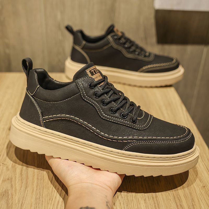 Scarpe sportive casual in pelle alla moda, versatili, con suola spessa, da uomo, autunno 2024, nuove e traspiranti_voghion.com