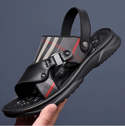 Sandalen Sommer Echtes Leder Atmungsaktiv Casual Outdoor Herren Hausschuhe Rutschfeste Strandschuhe Großhandel_voghion.com