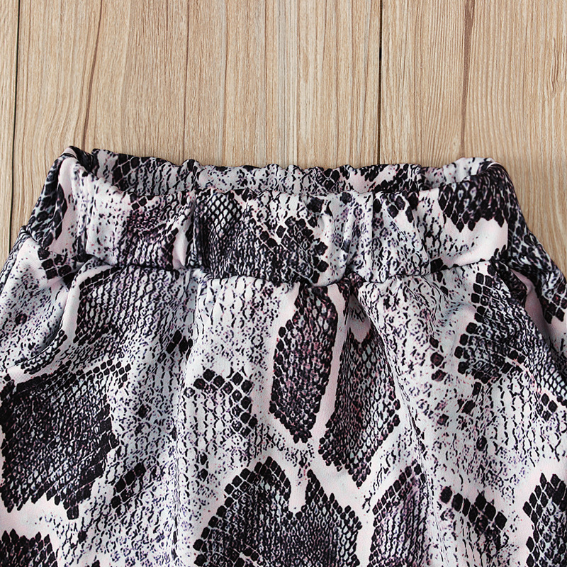 Mother&Kids Bambini e bambine a maniche lunghe con stampa in pelle di serpente, gonna corta, fascia per capelli, abbigliamento per bambini in tre pezzi_voghion.com