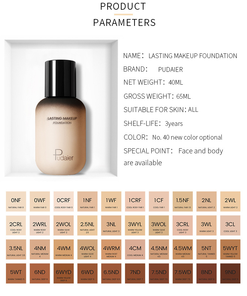 Warm Tonal Liquid Foundation Oil Control Vattentät Heltäckande ansiktsbehandling Naturlig Concealer Base Makeup Kosmetik_voghion.com