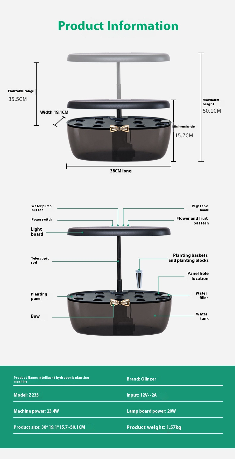 Macchina per piantagione idroponica intelligente, completamente automatica, per la coltivazione idroponica di ortaggi, senza suolo, per la piantagione di ortaggi, riempimento di luce_voghion.com