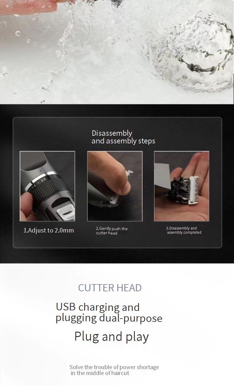 Cortapelos eléctrico, cortadora de pelo eléctrica, cortadora de pelo eléctrica recargable, afeitadora eléctrica autoafeitadora, uso doméstico_voghion.com