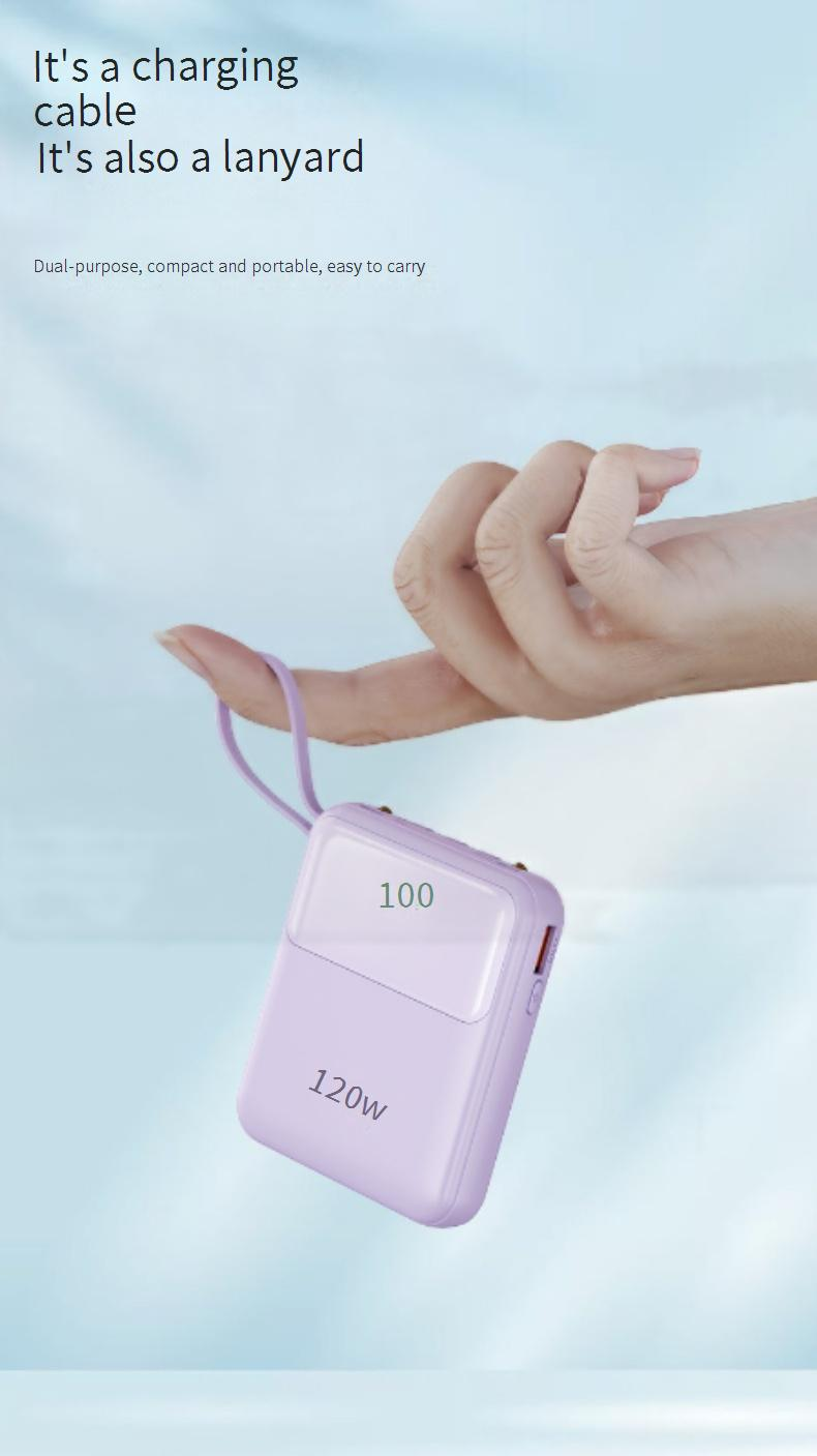 22.5W Super Fast Charging Power Bank 20000mAh With Built-in Cable, Portable External Battery Pack, PD3.0 Quick Charge, LED Display, Travel-Friendly_voghion.com