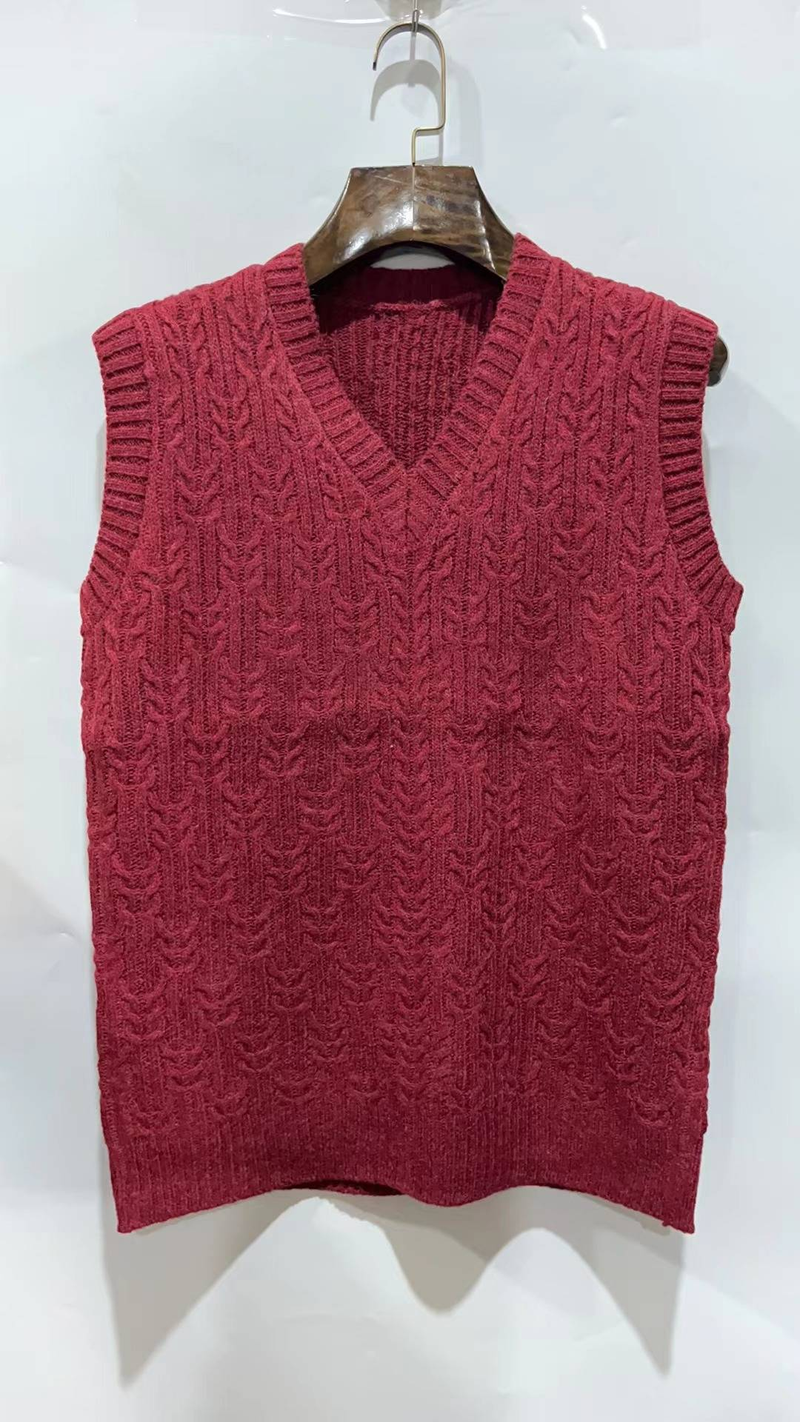 New Men's Knitted Vest V-neck Sweater In Solid Color Casual Men's Wear_voghion.com
