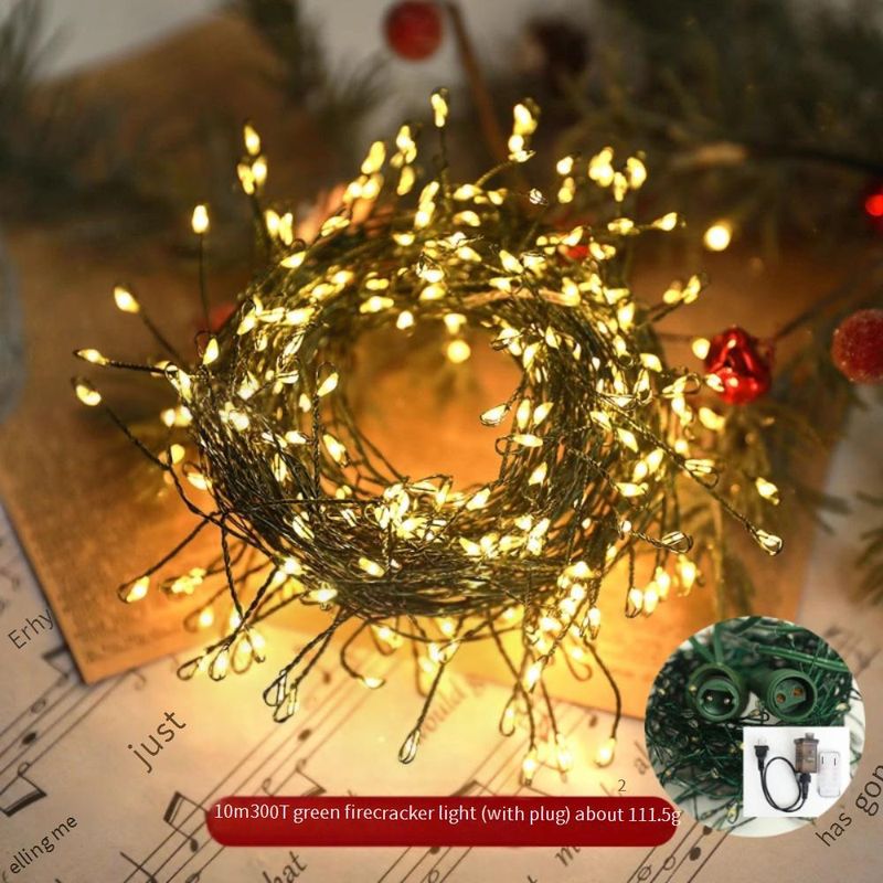 Christmas Green Lemon Decorations LED Firecracker Lights Copper Wire Light String Green Wire Holiday Decoration Lighting_voghion.com
