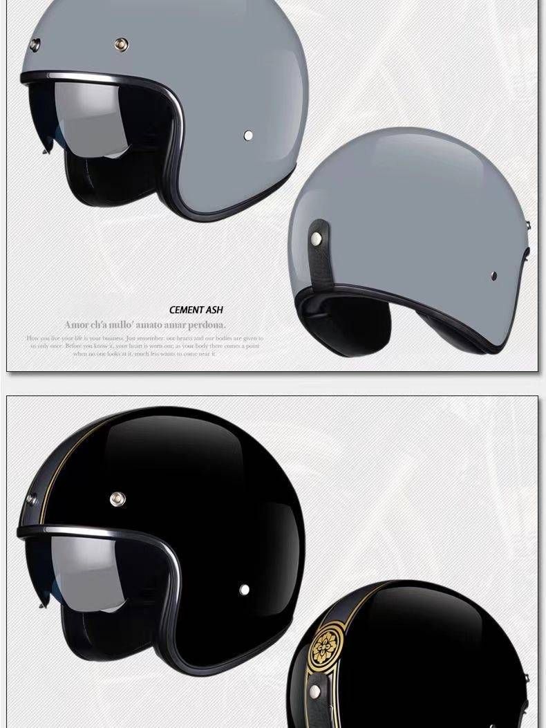 Capacete de motocicleta retrô 3/4 com Bluetooth – casco leve de ABS, máscara removível e estilo vintage para homens e mulheres (P-XXL)_voghion.com