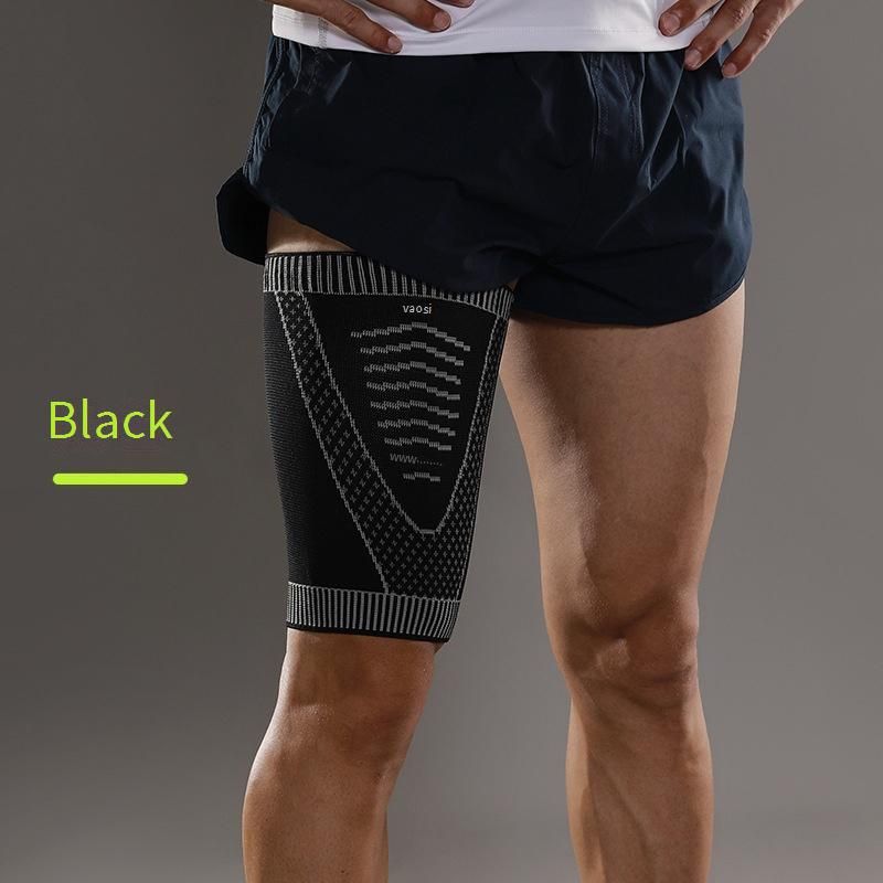 Cuscinetti di supporto per le cosce VBOSI per lo sport - Fasce di compressione traspiranti per le gambe per corsa, calcio, basket, pallavolo e fitness (nero, M/L/XL)_voghion.com