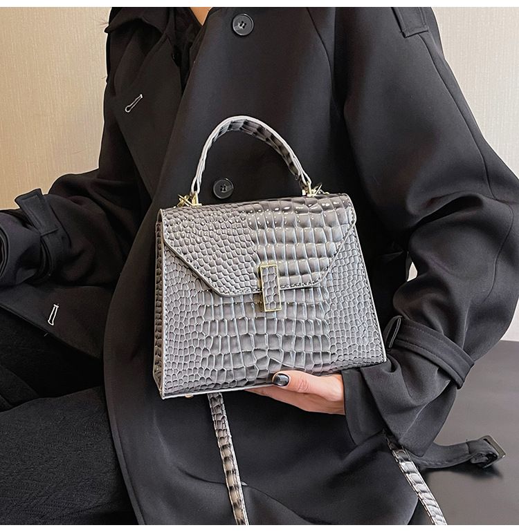 Sac à main en cuir laqué de grande capacité pour femmes, motif de pierre, épaule unique diagonale, vent croisé, nouvelle collection automne/hiver 2023_voghion.com
