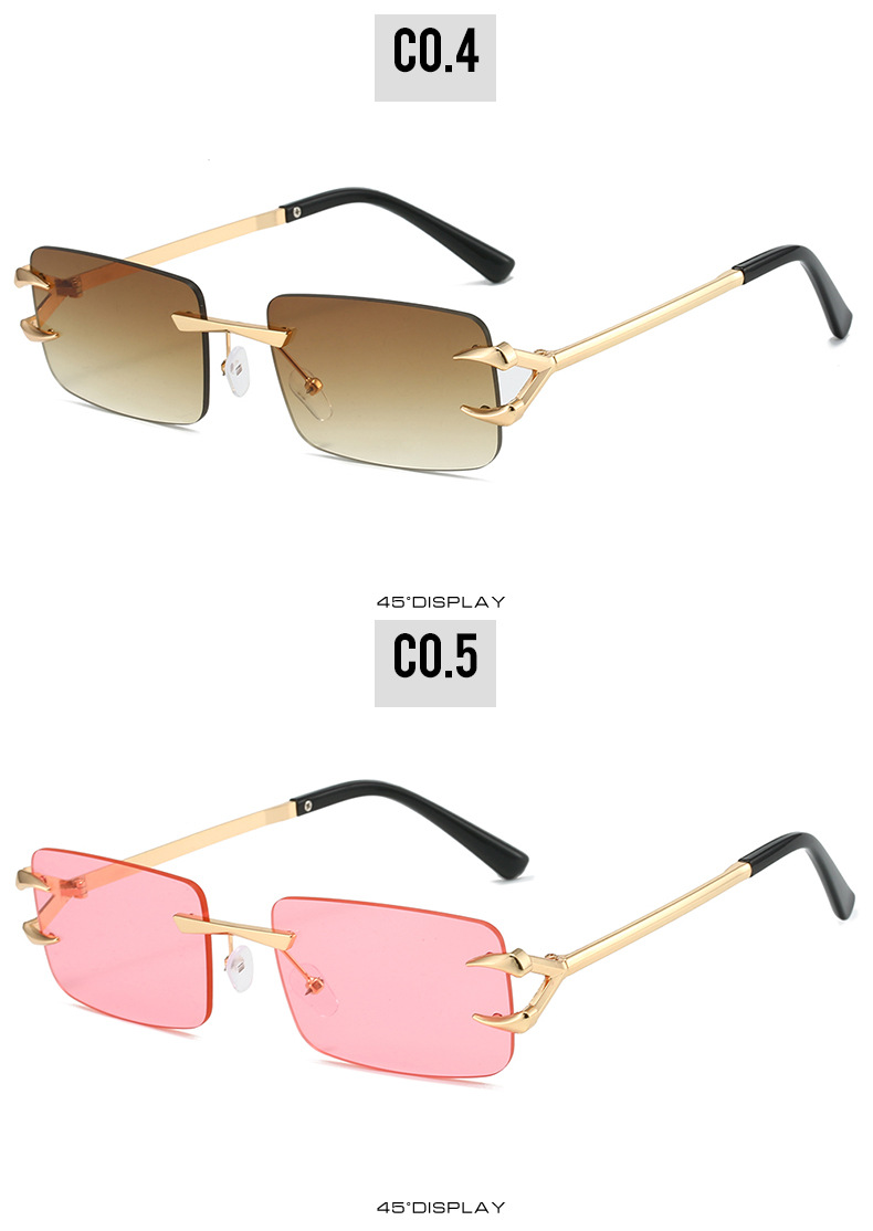 VOOTHOST New Rectangle Rimless Sunglasses Retro Brand Designer Clear Ocean Gradient Eyewear Men Women UV400 Sun Glasses F0285_voghion.com