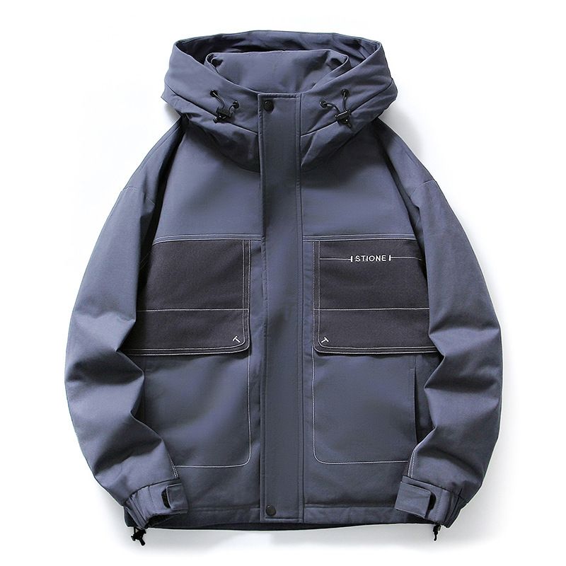 Winter new down men's American fashion brand printed casual hooded stand up collar workwear windproof waterproof warm_voghion.com