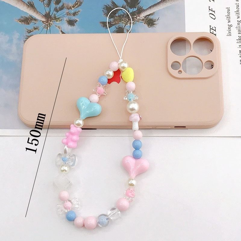 Correa para teléfono con lazo y corazón de amor de Corea, cadena con nudo para llavero, cordón para teléfono móvil, bolso para mujer y niña, colgante para cámara para funda_voghion.com