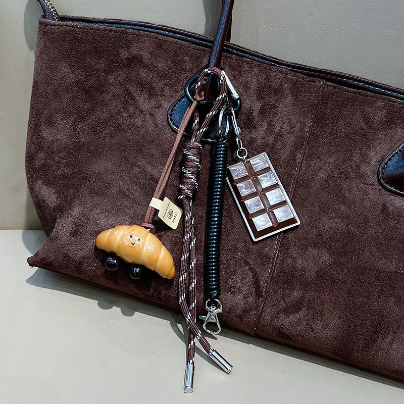 Tasonderdelen en accessoires Handgeweven touw Bagelbrood Sleutelhanger Niche Gevlochten touw Chocolade auto sleutelhanger Tas verpakking Hanger_voghion.com