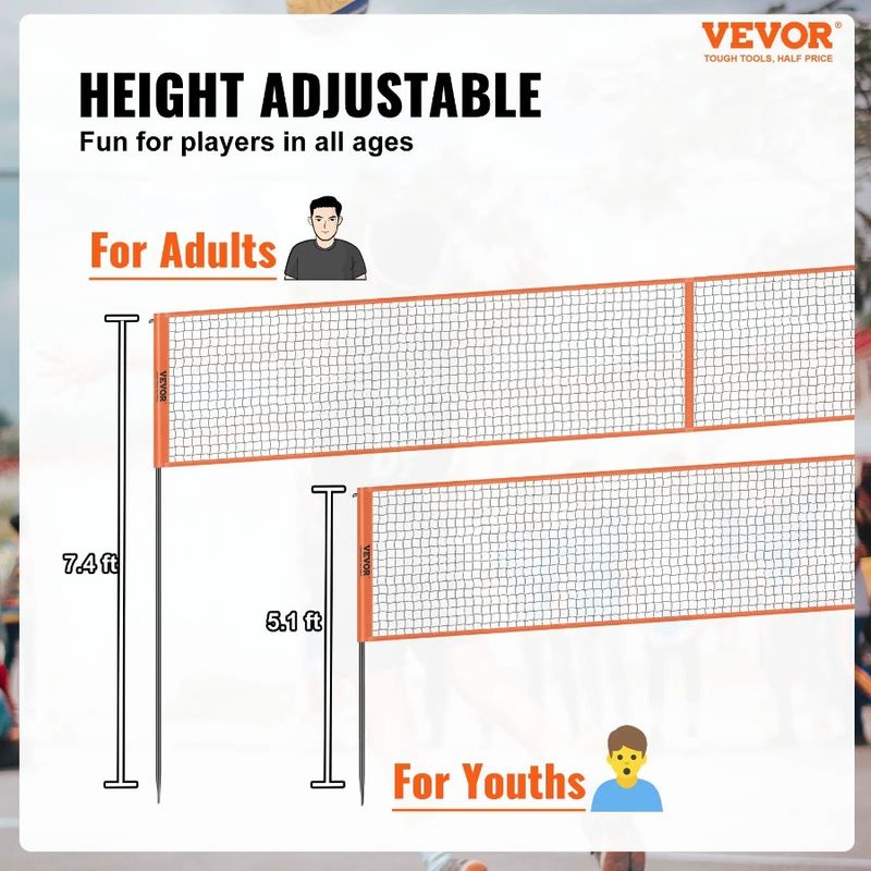 With Net Set Carrying 4Way Volleyball Backyard Portable Net For Volleyball Net Adjustable Beach Lawn Outdoor Height Badminton_voghion.com