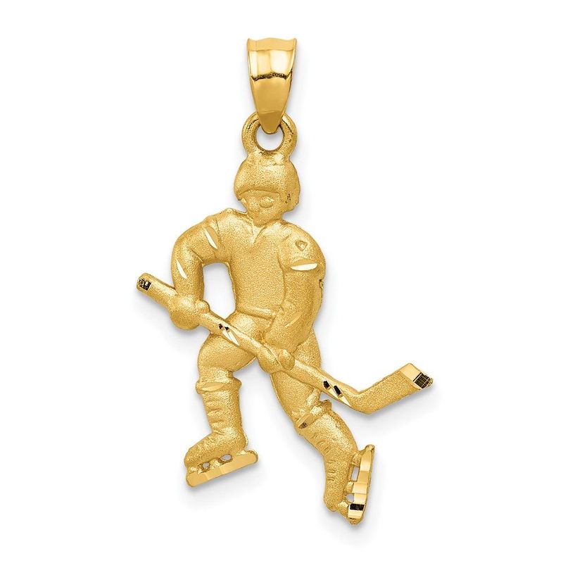 14K Satin D/C Hockey Player Pendant_voghion.com