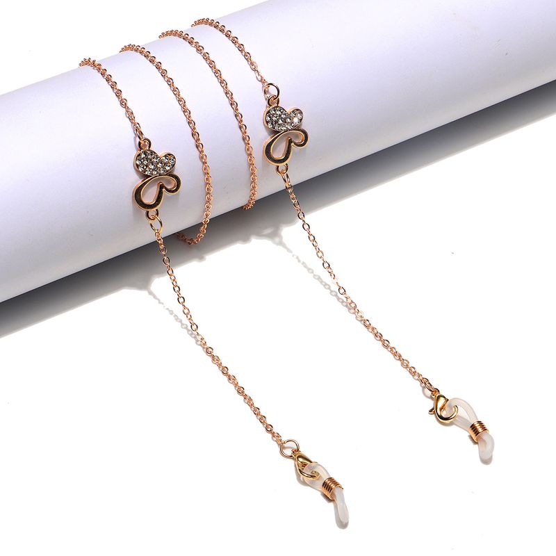 Punk Gold Rhinestone Butterfly Mask Chain Anti-Slip Glasses Strap_voghion.com