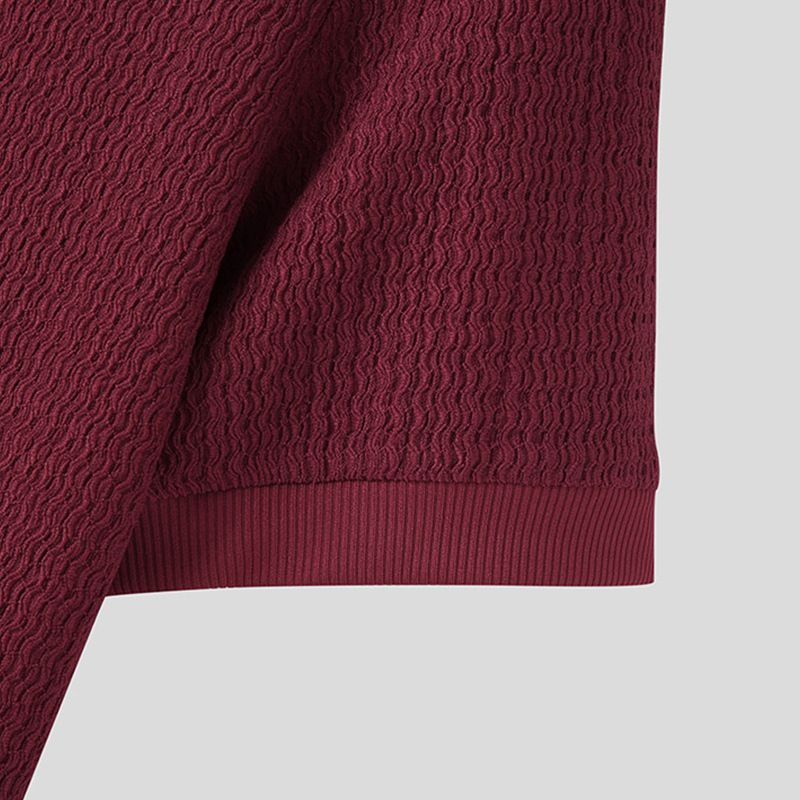 2024 sommer Neue Casual Einfache Gestrickte Unten Hemd für männer Hohe Kragen Wasser Welle Einfarbig T-shirt_voghion.com