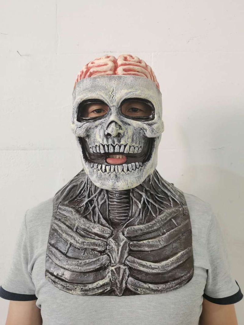 Unisex Scary headgear funny scary screaming latex mask Halloween skull mask_voghion.com