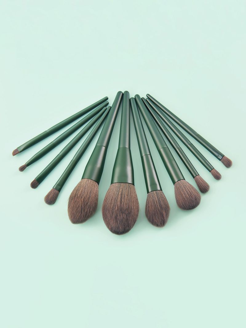 11 dunkelgrünes, professionelles, hochwertiges Make-up-Pinselset_voghion.com