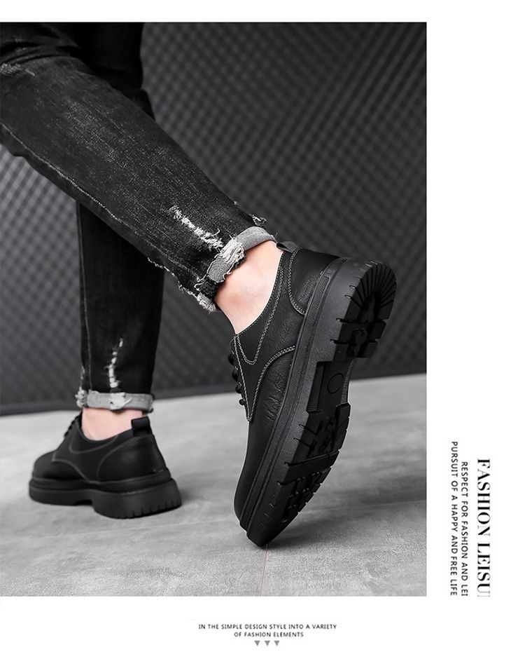 Glide Leather Frühling/Sommer Britische Derby-Schuhe mit dicker Sohle, lässige Herren-Martin-Stiefel, formelle Schuhe für Hochzeiten und Arbeit, niedrige Schafthöhe_voghion.com