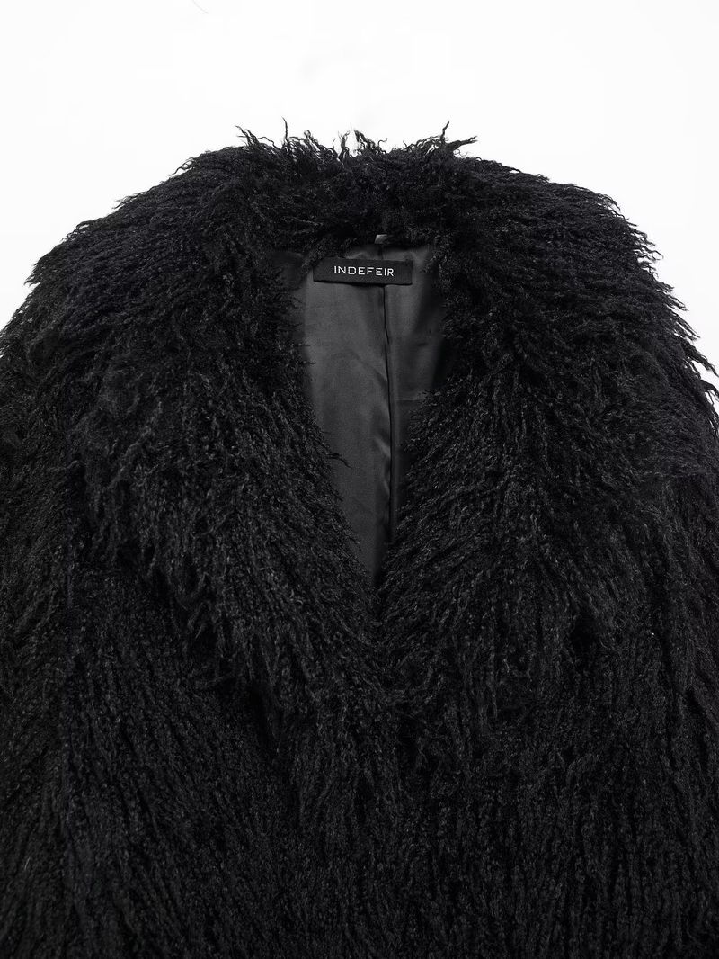 Kurze Jacke aus Kunstpelz für Damen, Wintermode, Kurzmantel, Streetwear-Oberbekleidung für Damen (Weinrot, Weiß, Dunkelbraun, Schwarz)_voghion.com