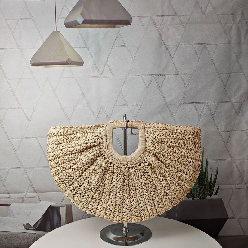 Borsa tote in paglia intrecciata per donna, grande capacità, versatile, da spiaggia e per le vacanze._voghion.com