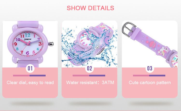Children's Cartoon Watch Waterproof Quartz Silicone Watch for Primary School Girls Boys Children Watch 3D Silicone Strap_voghion.com