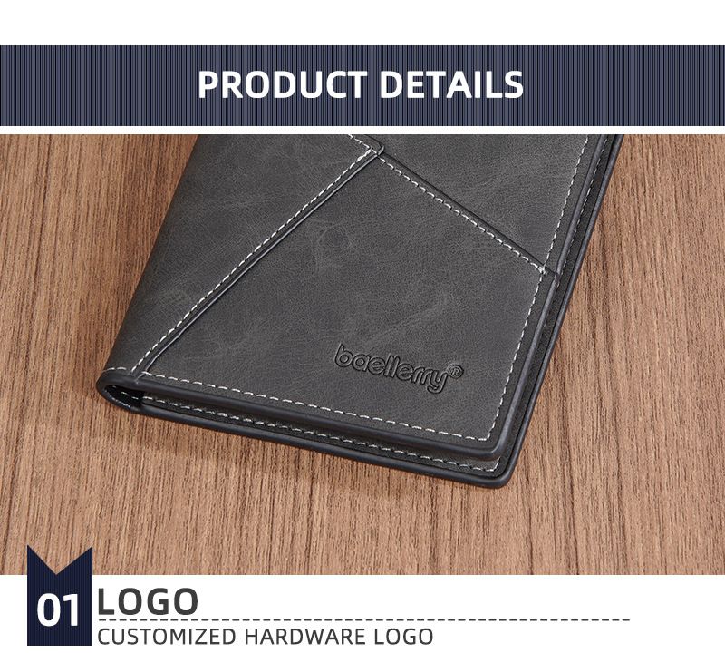 BAELLERRY New Men's Long Wallet With 17 Card Slots, Tri-Fold Design, Minimalist Business Style, Zippered Bill Compartment_voghion.com