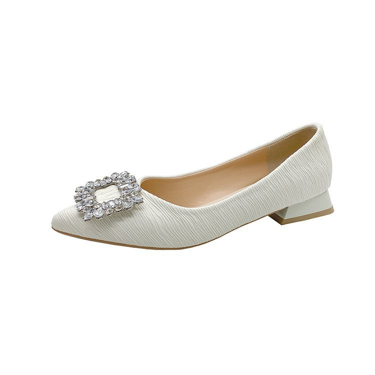 Pantofi damă cu toc gros, cu cataramă pătrată și diamant, la modă, cu toc jos_voghion.com
