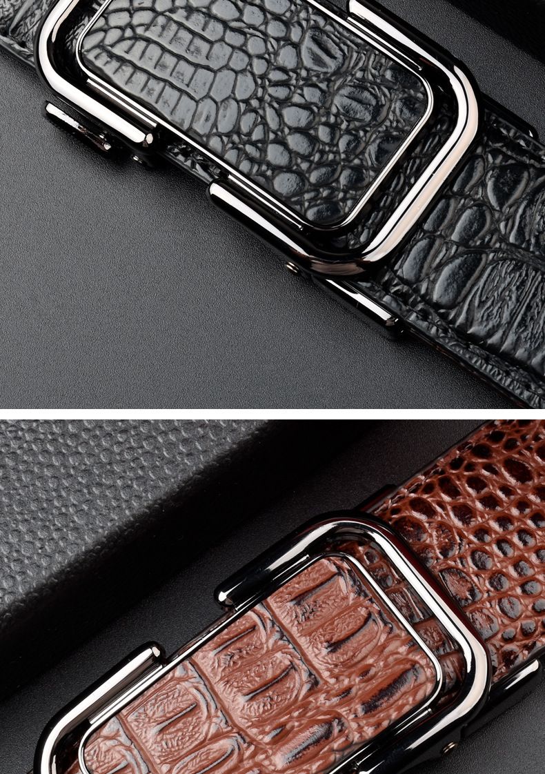 2024 Nyt bælte til mænd Luksuriøst bælte med krokodillemønster Automatisk spænde Moderigtigt temperament herrebælte_voghion.com