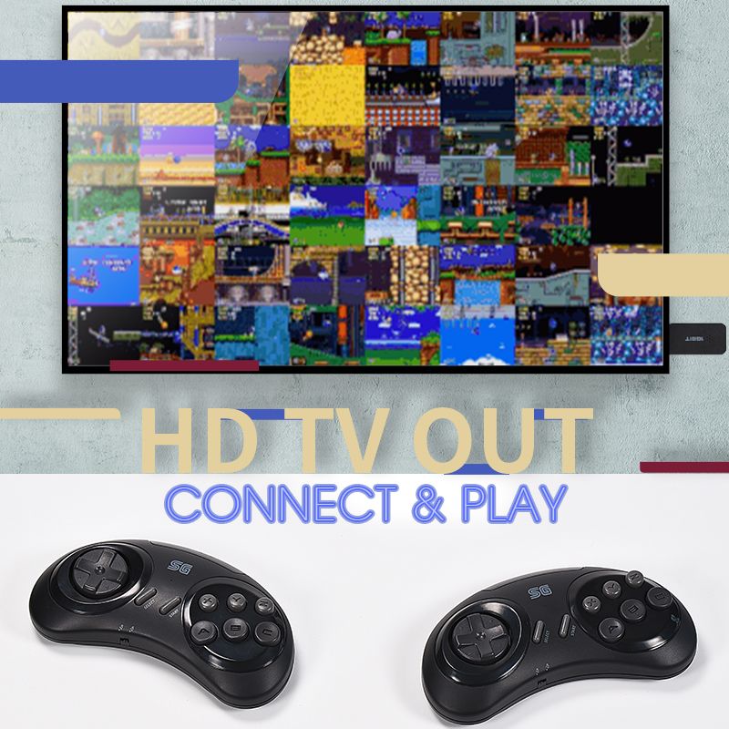 16-bit MD Drahtlose Konsole Für Sega Genesis Spiel Stick HDMI-kompatibel 900 + Spiel Für Sega Genesis Mini/Mega Drive_voghion.com