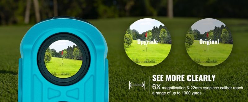 VEVOR Golf Rangefinder, 1300 Yards Laser Golfing Hunting Range Finder, 6X Magnification Distance Measuring, Golfing Accessory With External Magnet Mount, High-Precision Flag Lock, Slope, And Batteries_voghion.com