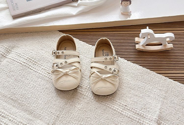 Scarpe da ballo francesi da bambina, stile Mary Jane, in pelle, con fiocco, autunno 2025, nuove e argentate_voghion.com