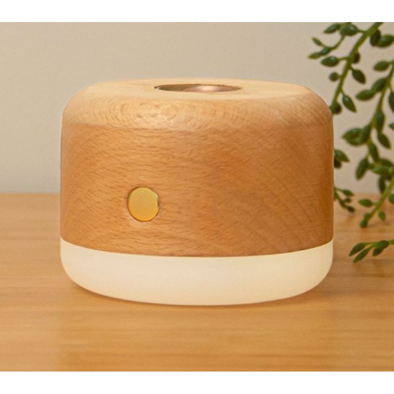 Lampada in legno massello Chaihua Friends, macchina per aromaterapia ricaricabile, luce notturna da comodino per camera da letto, olio essenziale silenzioso_voghion.com