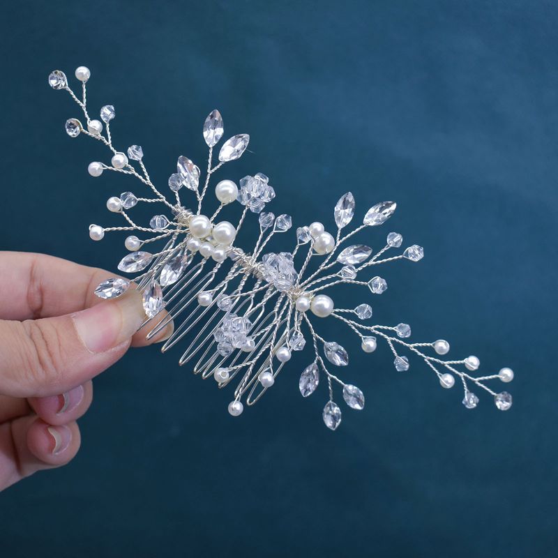 Gioielli da donna con pettine per capelli con strass e cristalli floreali, copricapo da sposa, accessori per capelli con perle per occasioni speciali_voghion.com