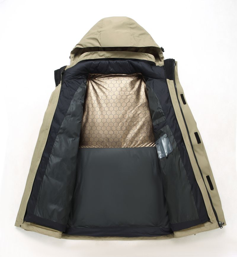 Neue Outdoor 3-in-1 Herren-Wander- und Skijacke mit 90 % weißen Gänsedaunen im Innenfutter und herausnehmbarem Innenfutter._voghion.com