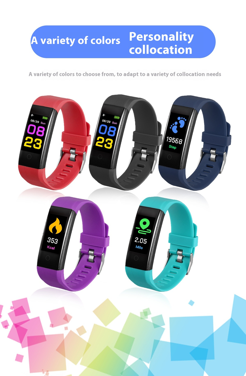 115plus Smart Bracelet Adulto Passo Sonno Ossigeno nel sangue Frequenza cardiaca Pressione sanguigna Esercizio Orologio_voghion.com