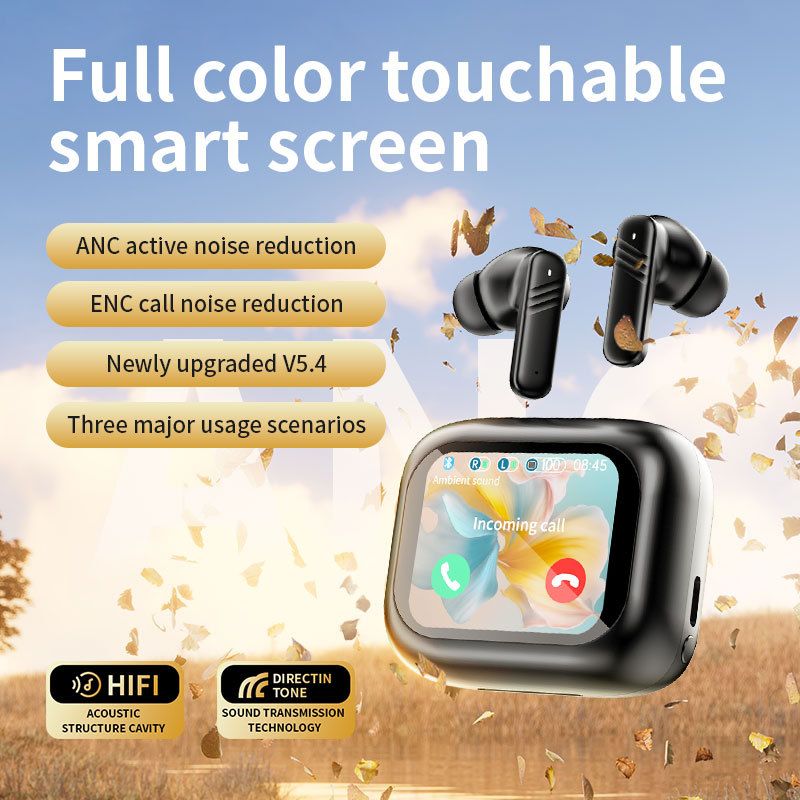 New touch ANC+ENC noise cancelling Bluetooth display screen for in ear sound quality wireless earphones with high_voghion.com