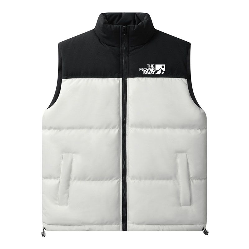 Men's Clothing Style Down Cotton Vest For Men In Autumn And Winter, Enlarged And Thickened, Warm And Stand Up Collar Jacket With Letter Print_voghion.com