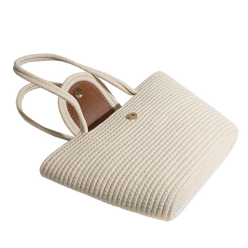 Borsa da spiaggia a spalla singola in corda di cotone intrecciata in erba da donna estiva 2024_voghion.com