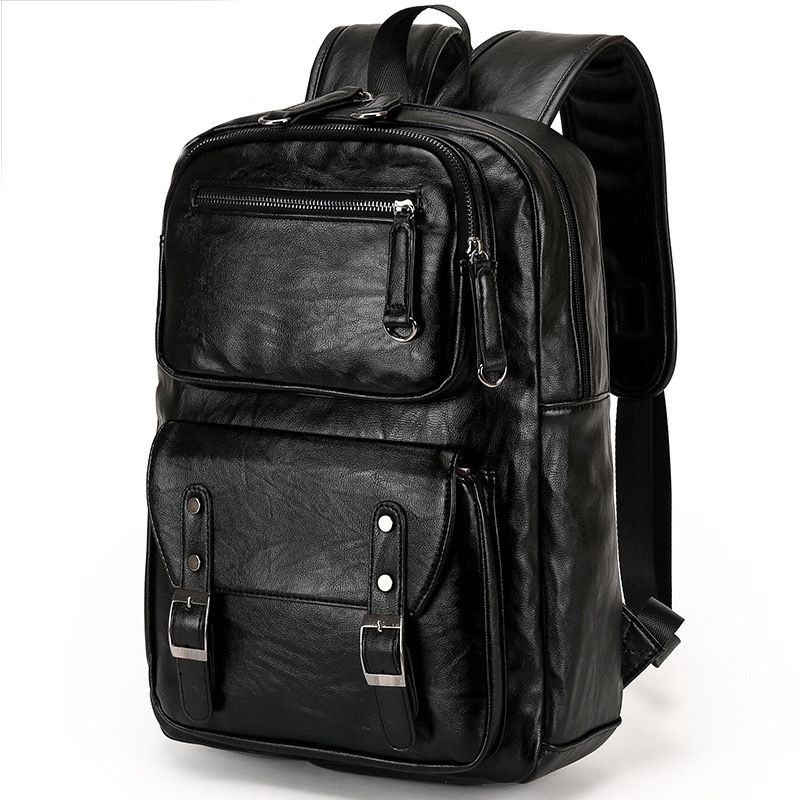 Leder-Reiserucksack, lässig, Business, große Kapazität, Studenten-Laptop, Herrentasche für Mittel- und Oberschüler_voghion.com
