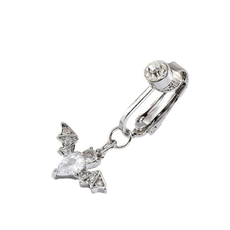 Fibbia a forma di pipistrello con design di nicchia, stile hip-hop, senza anello di perforazione, intarsiato con diamanti, versatile chiodo per ombelico_voghion.com